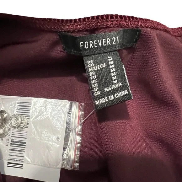SOLD- NWT Forever 21 Burgundy Velvet Bodysuit Size Medium - Picture 3 of 7